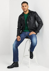 Men's Rugged Black Quilted Leather Jacket